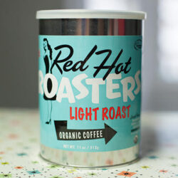 Steel 11oz can of light roast coffee.
